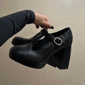 BAMBOO Black Mary Jane Heels
